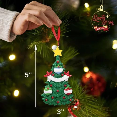 Miniatura 3 de Adornos de Navidad 2025, árbol genealógico personalizado, nombre y familia de 3 fechas, adorno de tres nietos o nietos, bola de Navidad, decoración
