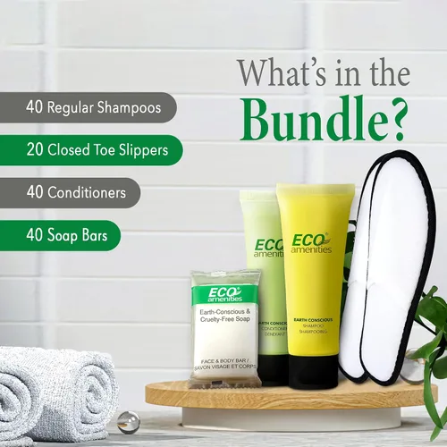 Miniatura 2 de ECO amenities Juego de 140 piezas de artículos de tocador de hotel a granel – Champú y acondicionador de viaje aprobado por la TSA – 0.49 oz