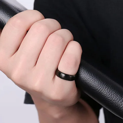 Miniatura 7 de TTVOVO Anillo de acero inoxidable cepillado mate para hombre de 0.157 in, 0.236 in, 0.315 in, 0.394 in, color negro, azul, plateado, anillo