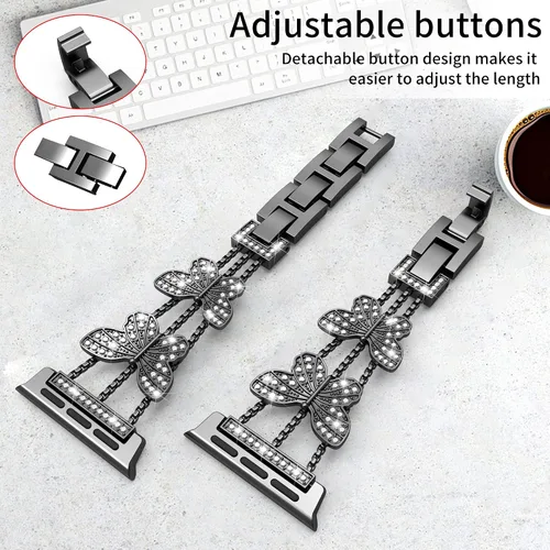 Miniatura 4 de Compatible con Apple Watch Band de 1.99, 1.77, 1.73, 1.65, 1.61, 1.57 y 1.49 pulgadas, pulsera elegante de metal brillante para mujer para iWatch