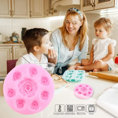 Miniatura 3 de ZiXiang Molde de silicona de unicornios con orejas de unicornios, moldes de fondant, molde de flores de rosas para decoración de pasteles, Estilo E