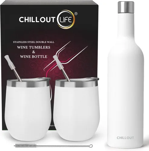 Miniatura 51 de CHILLOUT LIFE Vasos Térmicos de Vino de Acero Inoxidable de 12 oz Paquete de 2 - Vasos de Vino con Aislamiento al Vacío de Doble Pared con Tapas