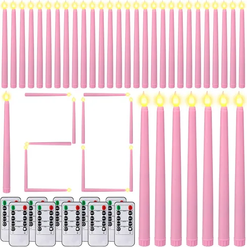Miniatura 11 de Baquler 72 velas cónicas sin llama con control remoto y temporizador, candeleros de 11 pulgadas que funcionan con baterías, velas LED parpadeantes