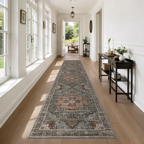 Miniatura 39 de Roxstand Alfombras de 2,44 x 3,05 m para sala de estar, alfombra vintage lavable con respaldo antideslizante, alfombra grande resistente a manchas