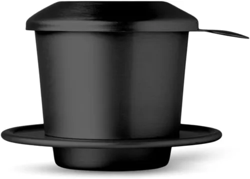 Miniatura 2 de Birdee Gotero de café vietnamita de aluminio – Negro, 6 onzas, filtro Phin, ligero y portátil, perfecto para Ca Phe Sua Da, uso doméstico, viajes