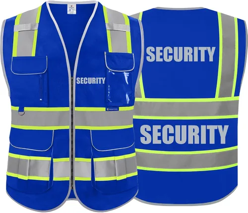 Miniatura 32 de BeautyWill Chalecos de seguridad de alta visibilidad clase 2 con certificación ANSI Chaleco de trabajo de seguridad con cremallera frontal