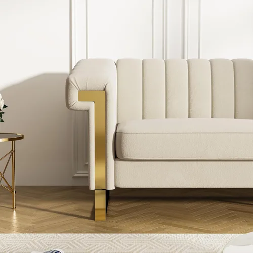Miniatura 9 de Sofás de terciopelo de 83 pulgadas para sala de estar, cómodos sofás tapizados de 3 plazas para apartamento moderno para espacios pequeños (negro)