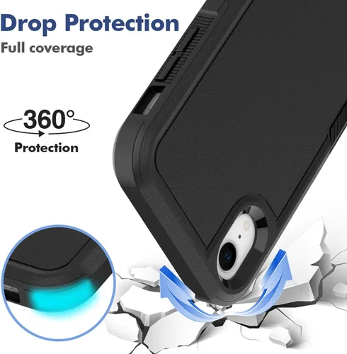 Miniatura 3 de Funda para iPhone XR: funda protectora de doble capa resistente para teléfono celular, a prueba de golpes, resistente, con protector de pantalla