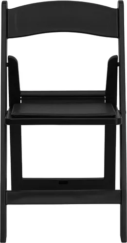 Miniatura 5 de EMMA + OLIVER Silla plegable, resina negra, paquete de 4 unidades, capacidad de peso de 800 libras, cómoda silla para eventos, silla plegable ligera