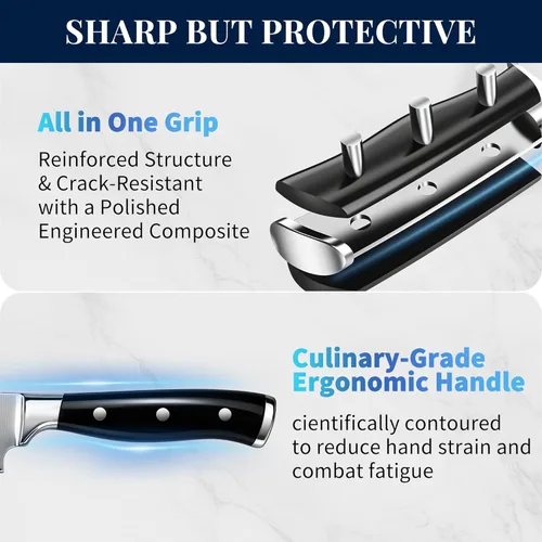 Miniatura 8 de Juego de cuchillos, juego de 15 piezas de cuchillos de cocina premium, cuchillo de chef de acero inoxidable de alto carbono ultra afilado, mango