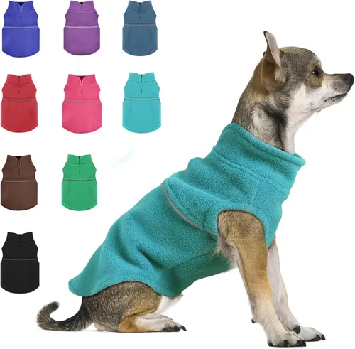 Miniatura 15 de Suéteres para perros pequeños hembra, chaleco de forro polar para perro con agujero para correa, suéter pullover cálido, chaqueta para cachorro