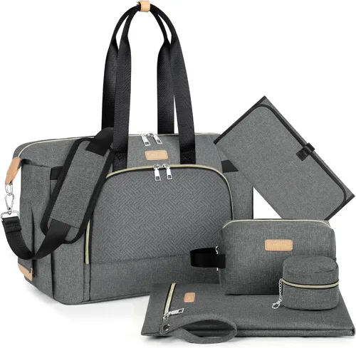 Miniatura 11 de ITIEZY Bolsa de pañales tipo tote para bebé - Bolsa grande para mamá con cambiador portátil, estuche para chupete, bolsas de hospital, bolsa