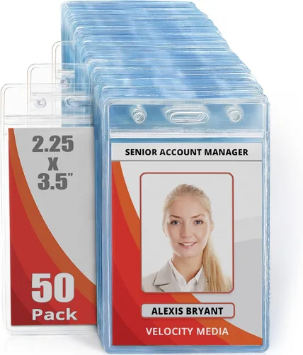 Miniatura 10 de USA - Soporte de plástico impermeable para tarjetas de identificación (transparente, 2.25 x 3.5 pulgadas, paquete de 1000), soporte vertical