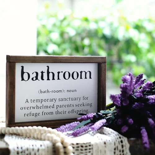 Miniatura 3 de Lavender Inspired Letreros divertidos de baño de granja, decoración de pared con cita de humor, letreros de medio baño, decoración rústica
