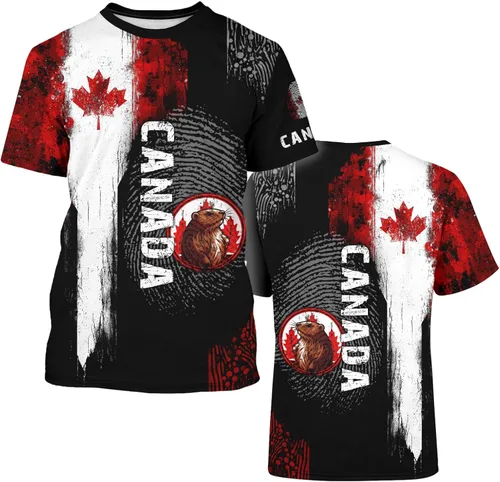 Miniatura 5 de Camisa de hoja de arce canadiense para hombre, camiseta de bandera del día de Canadá, impresión 3D, camisa de manga corta, unisex