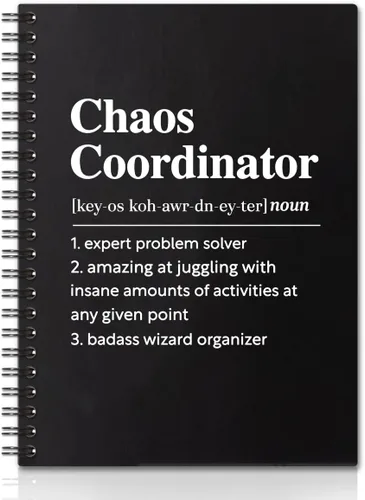 Miniatura 7 de Chaos Coordinator - Cuadernos de espiral de tapa dura negra y dorada, cuaderno de coordinador del caos, regalos de agradecimiento para empleados