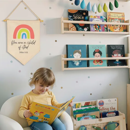 Miniatura 4 de Eres un hijo de Dios - Decoración de versículo bíblico - Decoración de bandera - Regalos para bebés, niños y niñas recién nacidos - Decoración