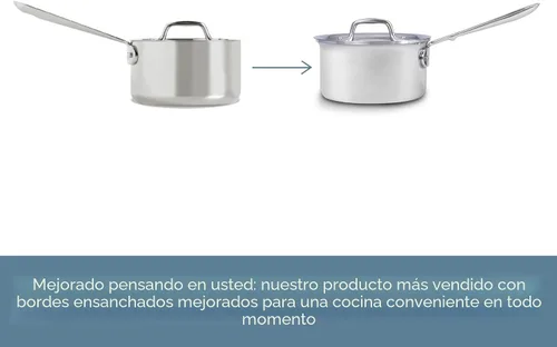 Miniatura 8 de All-Clad D3 - Cacerola de acero inoxidable de 3 capas con tapa, 3 cuartos, inducción, apta para horno y asador 600F, multiusos, compatible con todas