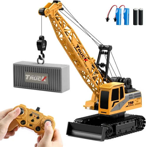 Miniatura 7 de Dwi Dowellin Juguetes de Camión Volquete con Control Remoto para Niños de 4-7, Carro RC de Construcción con Luces/Sonidos para Niños de 8-12 Años