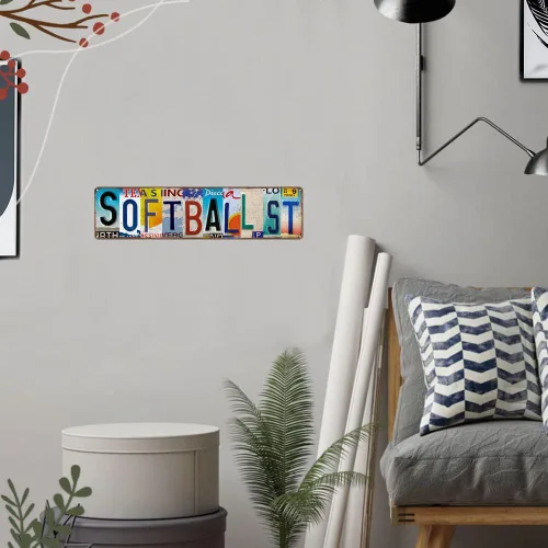 Miniatura 7 de Letreros de lata de softball Street para decoración del hogar, letrero de softbol para fanáticos de softbol, tono rápido, letrero de calle