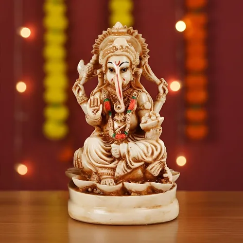 Miniatura 2 de TIED RIBBONS Ganesh Idol para el hogar de resina de 4.4 pulgadas Ganesh Murti para mandir del hogar, decoración de Pooja Ganpati Murti