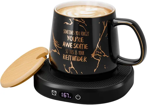 Calentador de taza de café, You are Awesome Taza con calentador de café, calentador eléctrico de taza de café para escritorio 8H apagado automático,