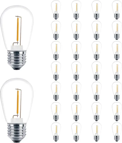 Miniatura 11 de VISTERLITE Paquete de 24 bombillas LED S14 de Navidad, color rojo y verde, de plástico irrompibles, de 1 vatio, bombillas de repuesto para luces