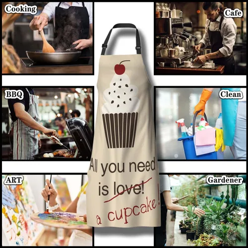 Miniatura 8 de Delantal de hornear para hombres, All You Need Is a Cupcake Craft Delantales para mujeres para cocina, cocina, restaurante, barbacoa, pintura