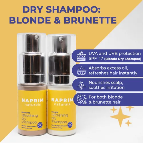Miniatura 8 de Naprim Naturals Champú seco nutritivo para el cabello en polvo para morenas, absorción de aceite sin talco para un volumen ligero, sin residuos