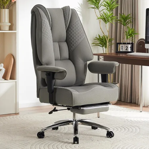 Miniatura 9 de EXCEBET Silla de oficina grande y alta de 400 libras de ancho, silla de oficina ejecutiva de cuero con respaldo alto con reposapiés, sillas Malla