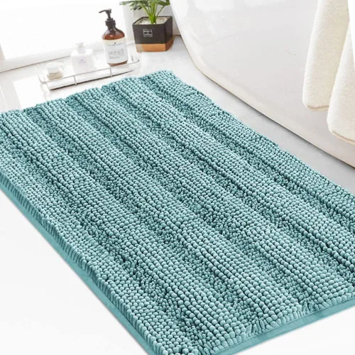 Miniatura 20 de Turquoize Alfombras de Baño de Chenilla Peludas Alfombra de Baño Antideslizante Gruesas Alfombras Peludas para Baño Chenilla Juego de Alfombra