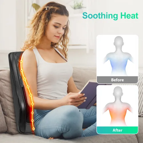 Miniatura 4 de Masajeador de espalda para dolor de espalda, tejido profundo, masajeador shiatsu de cuello y espalda con calor, almohada de masaje de amasamiento 3D