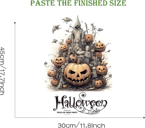 Miniatura 6 de Calcomanías de pared de monstruo de calabazas de Halloween, calcomanías de pared de fantasmas de terror de Halloween, vinilo extraíble