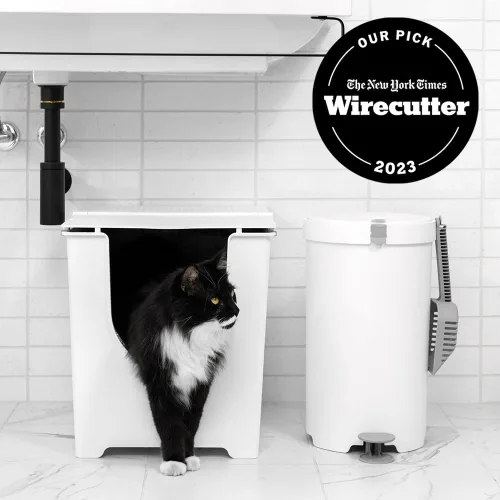 Miniatura 2 de Modkat® Caja de arena abatible, entrada frontal, base sin costuras de altura completa, forro de arena reutilizable, cuchara de arena para tamizar, 2