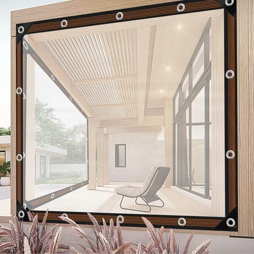 Miniatura 7 de ZYP Lona resistente transparente impermeable de 4x6 pies para jardín al aire libre, lona de vinilo transparente con ojales, lona impermeable