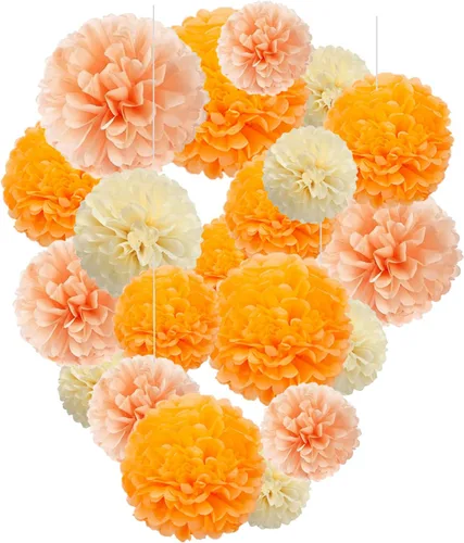 Miniatura 8 de Capesaro Pompones de Papel Dorado y Negro - 10", 12" Decoraciones de Papel Tisú para Decoración Colgante de Fiestas - Juego de 12 Piezas
