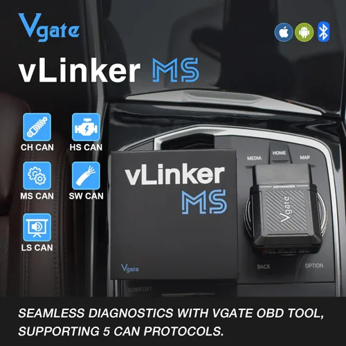 Miniatura 6 de Vgate vLinker MS Bluetooth OBD2 - Herramienta de escaneo de automóvil para iPhone/iOS, Android y Windows, admite múltiples protocolos CAN