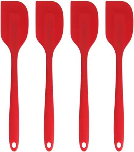 Juego de espátulas de silicona (paquete de 4, 10 pulgadas), espátulas de goma flexibles resistentes al calor, diseño sin costuras, espátula