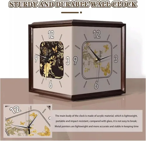 Miniatura 3 de Reloj de pared de doble cara, reloj de pared retro con diseño de mariposa voladora, decoración de pared para sala de estar, dormitorio, pasillo
