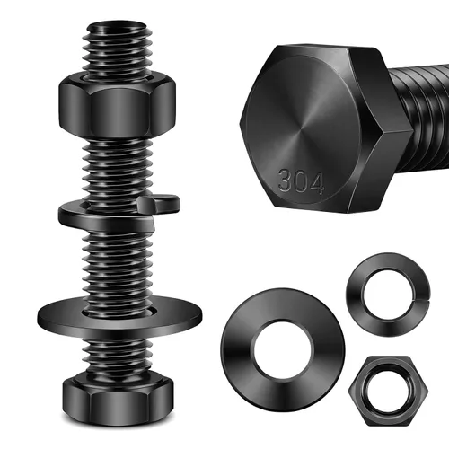 Miniatura 9 de Mellewell Pernos de cabeza hexagonal de 1/2-13 x 1-1/2 pulgadas con tuercas hexagonales y arandelas planas gruesas y de seguridad, totalmente