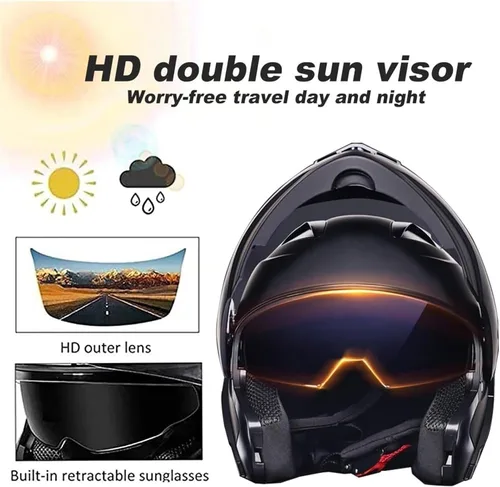 Miniatura 4 de Cascos de motocicleta para hombre, aprobado por DOT, casco de motocicleta de cara completa para adultos, casco de motocicleta con doble visera, D