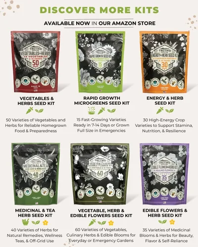 Miniatura 7 de Tactiko Survival Kit de 15 variedades de semillas de vegetales para pequeños jardines urbanos, balcones y patios, sin OMG, reliquia, semillas enanas