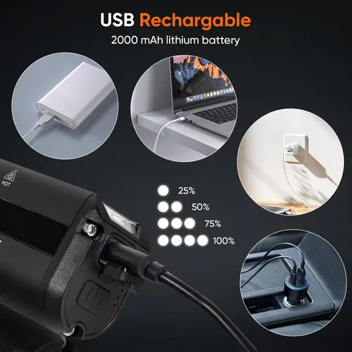 Miniatura 6 de Suruid Luz LED súper brillante para bicicleta, faro de bicicleta recargable USB, faro de bicicleta impermeable, faro de bicicleta impermeable, luz