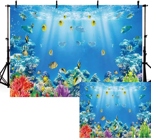 Miniatura 4 de Telón de fondo bajo el mar de 5 x 3 pies con fondo de sirena de océano, baby shower, país de las maravillas, acuario, corales, fiesta de cumpleaños
