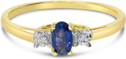 Miniatura 7 de Anillo de zafiro y diamante en oro amarillo de 14 quilates