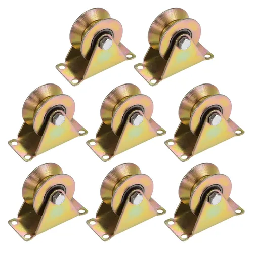 Miniatura 9 de HARFINGTON 4 piezas ruedas de rodamiento de 1.2 pulgadas con ranura en V para puerta corredera, ruedas de rodamiento rígidas con soporte para riel