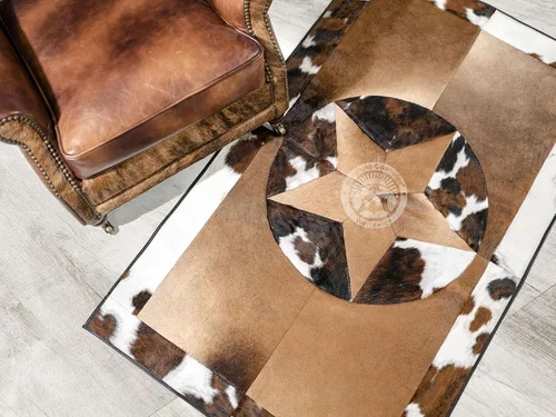 Miniatura 7 de Sunshine Cowhides Alfombra de piel de vaca blanca palomino 100% genuina, color beige, alfombra de estilo moderno de piel de animal y alfombra