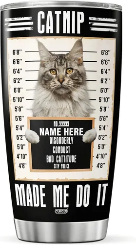 Miniatura 18 de CUBICER Vaso personalizado con diseño de gato americano de pelo corto con tapa, divertidos regalos de Navidad para mujeres, hombres, adultos