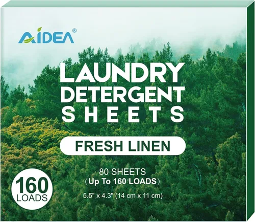 Miniatura 14 de AIDEA Hojas de detergente para ropa, sin perfume (160 cargas), 80 hojas, jabón de lavandería, detergente para lavadora, hoja de detergente libre
