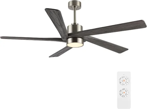 Miniatura 15 de WINGBO Ventilador de techo CC de 64 pulgadas con luces y control remoto, 5 cuchillas reversibles de madera tallada, motor de CC silencioso de 6